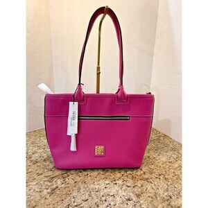 Dooney & Bourke Magenta Beacon Zip Tote, Smooth Leather Structured Handbag NWT